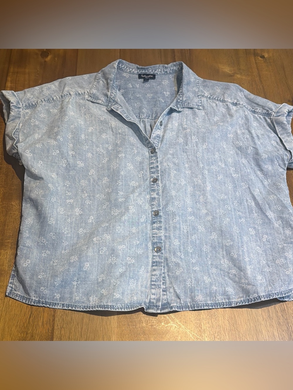 Splendid Light Blue Floral Short-Sleeve Button-Down Shirt